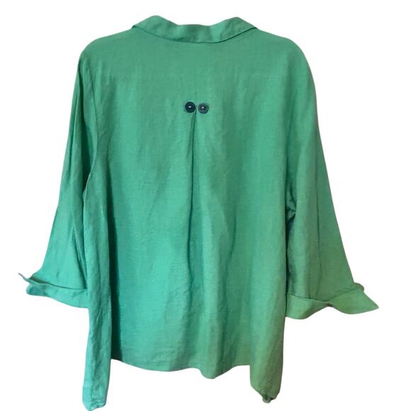 Habitat Tunic Top Green 100% Linen Preshrunk USA XL Minimalist Casual Coastal - Picture 6 of 12